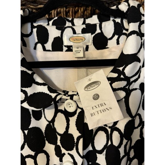 Talbots Dress & Long Jacket Blazer Suit Black Ivory Pink 12 Cotton Mix MOD NWT - Picture 10 of 13